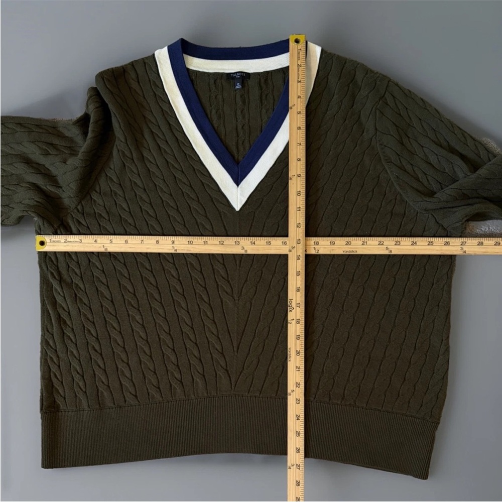 Talbots Chevron Cable Knit V-neck Sweater Size 3X - Picture 9 of 11